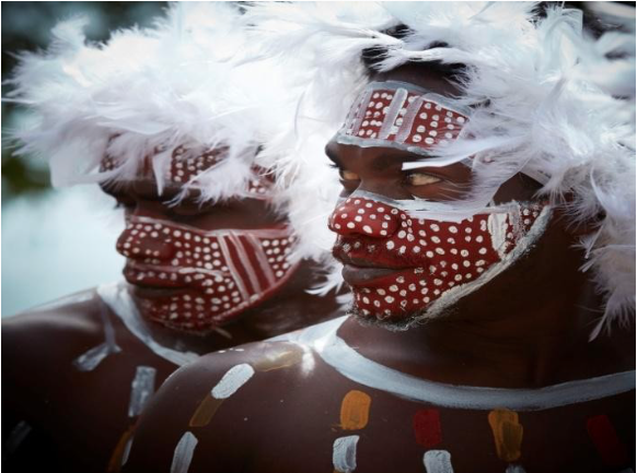 Image of Indigenous people during a ceremony at the Garma Festival.