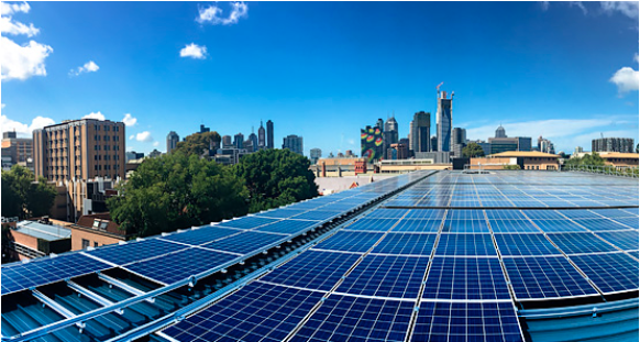 Image of solar panels in the University of Melbourne campus.