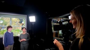 Master of Journalism students using the new Media Production Studios facilities.
