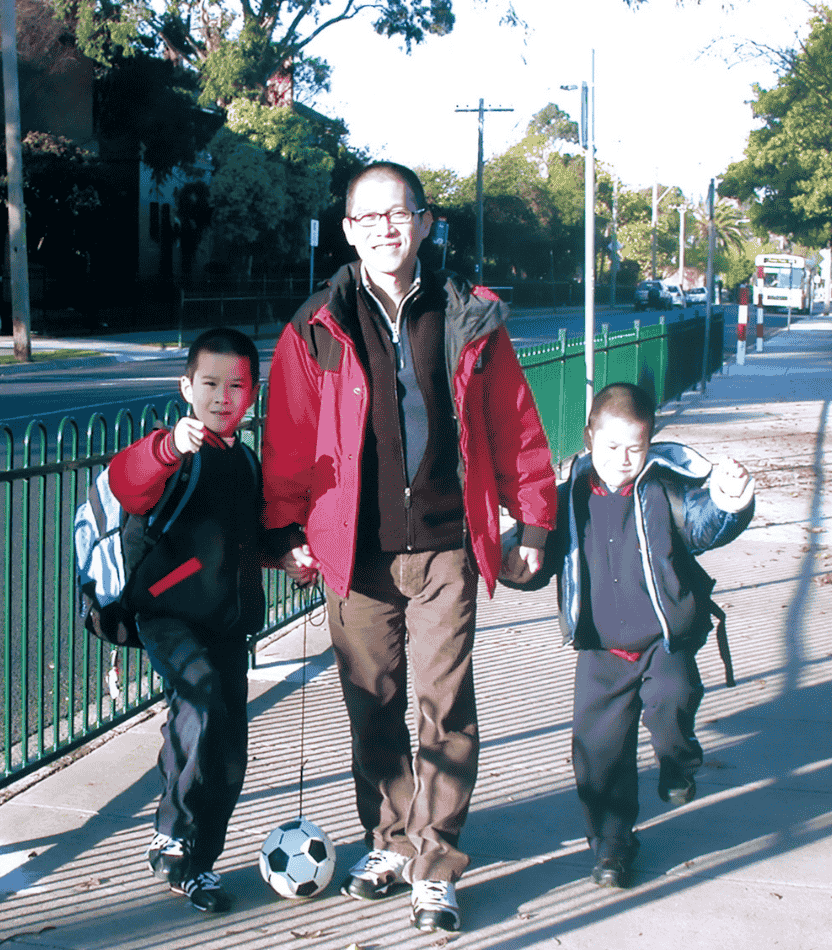 Edmond Lee with his sons