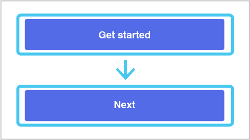 A screenshot of the 'get started' and 'next' button