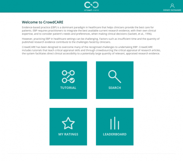 CrowdCARE website main menu