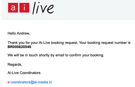 Ai-Media booking request