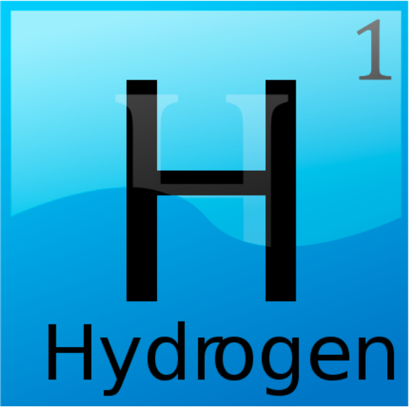 Graphic illustration of Hydrogen with its atomic number.