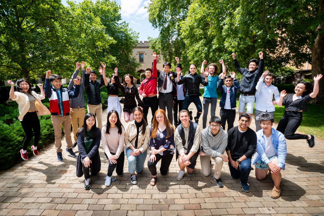Chancellor's Scholars in front of Old Quad at the University of Melbourne 