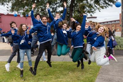 Students celebrate their return to campus