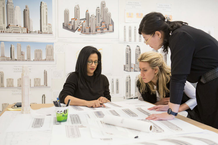 Georgina in a meeting at Robert Stern Architects