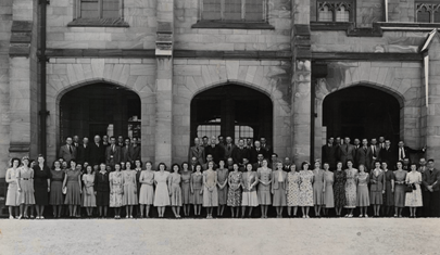 Administration and Office Staff group photo, University of Melbourne (circa 1946-1948). Photo: 2017.0071.00010. 