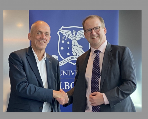Professor Antoine Petit, CEO of the CNRS (left) and Professor Mark Cassidy, Deputy Vice-Chancellor (Research) at the University of Melbourne. Picture: Angie Plummer