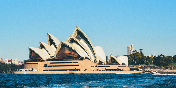 The Sydney Opera House pictured from the river.