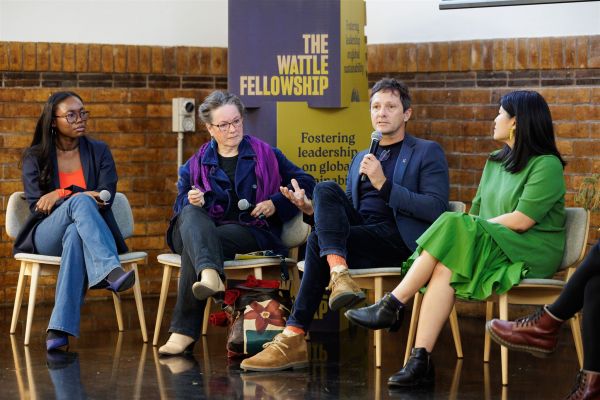 Panel discussion at the Wattle Spotlight conference. Image by James Thomas Photography (2025).