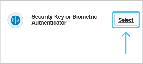 Screenshot where you can select to log in using Security Key or Biometric Authenticator
