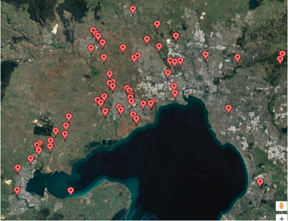 Image of the SnakeMap Melbourne for 2015/2016.