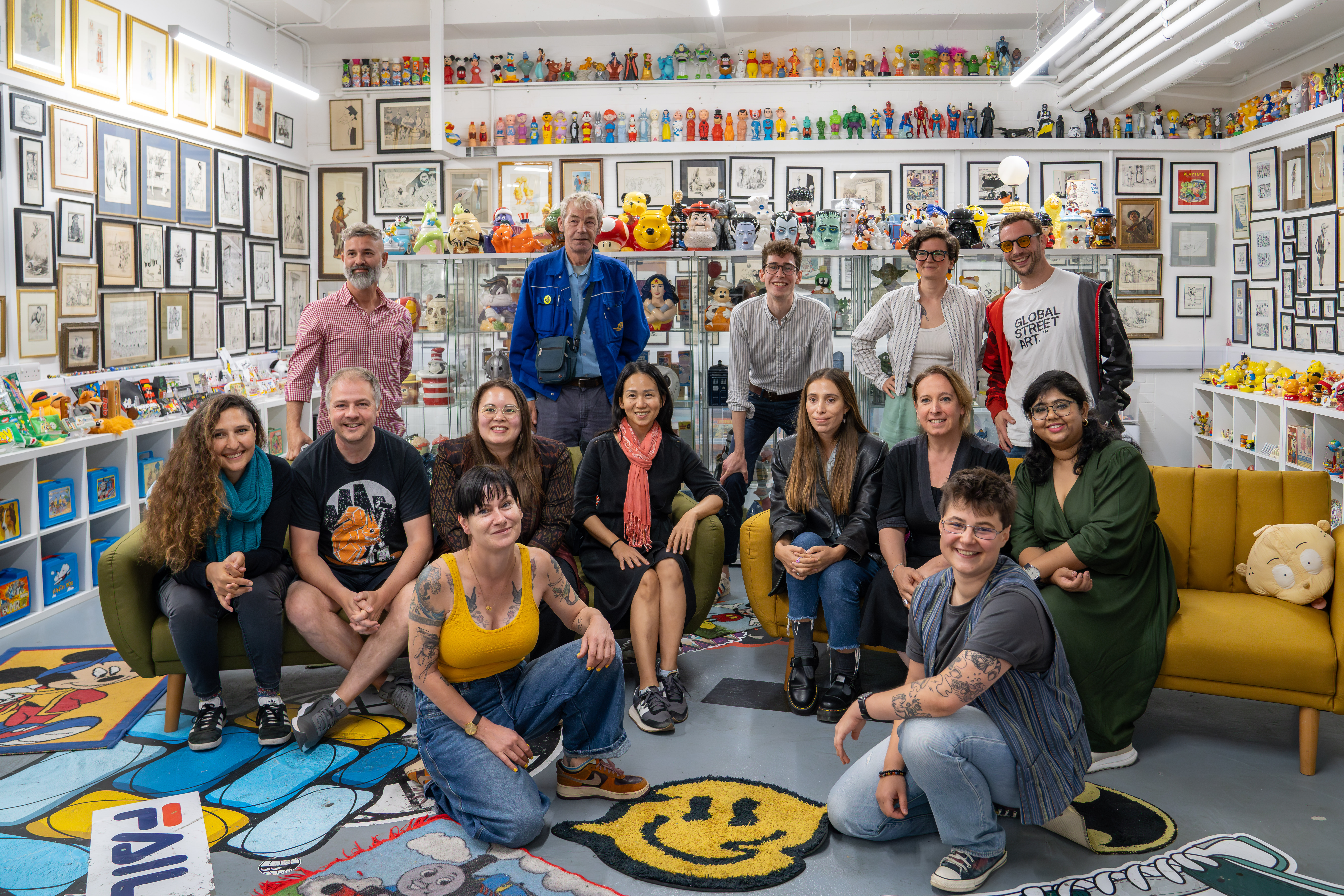 Group surrounded by pop culture items