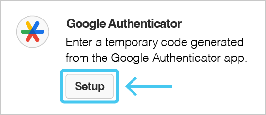 Select Setup from the Google Authenticator option