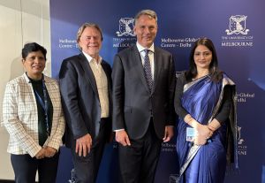 L-R: University of Melbourne Country Manager (India & Nepal) Vandita Bhargava, Australian High Commissioner to India Philip Green OAM, Australia’s Deputy Prime Minister Hon Richard Marles MP, Melbourne Global Centre – Delhi General Manager Aalia Khan.