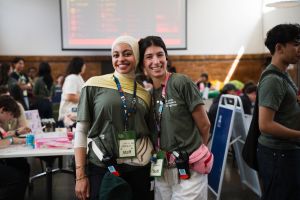 Left to right: Mariam Elmeligi and Efraimia Damatopoulos at the Narrm Scholars pre-orientation camp in February 2026. 