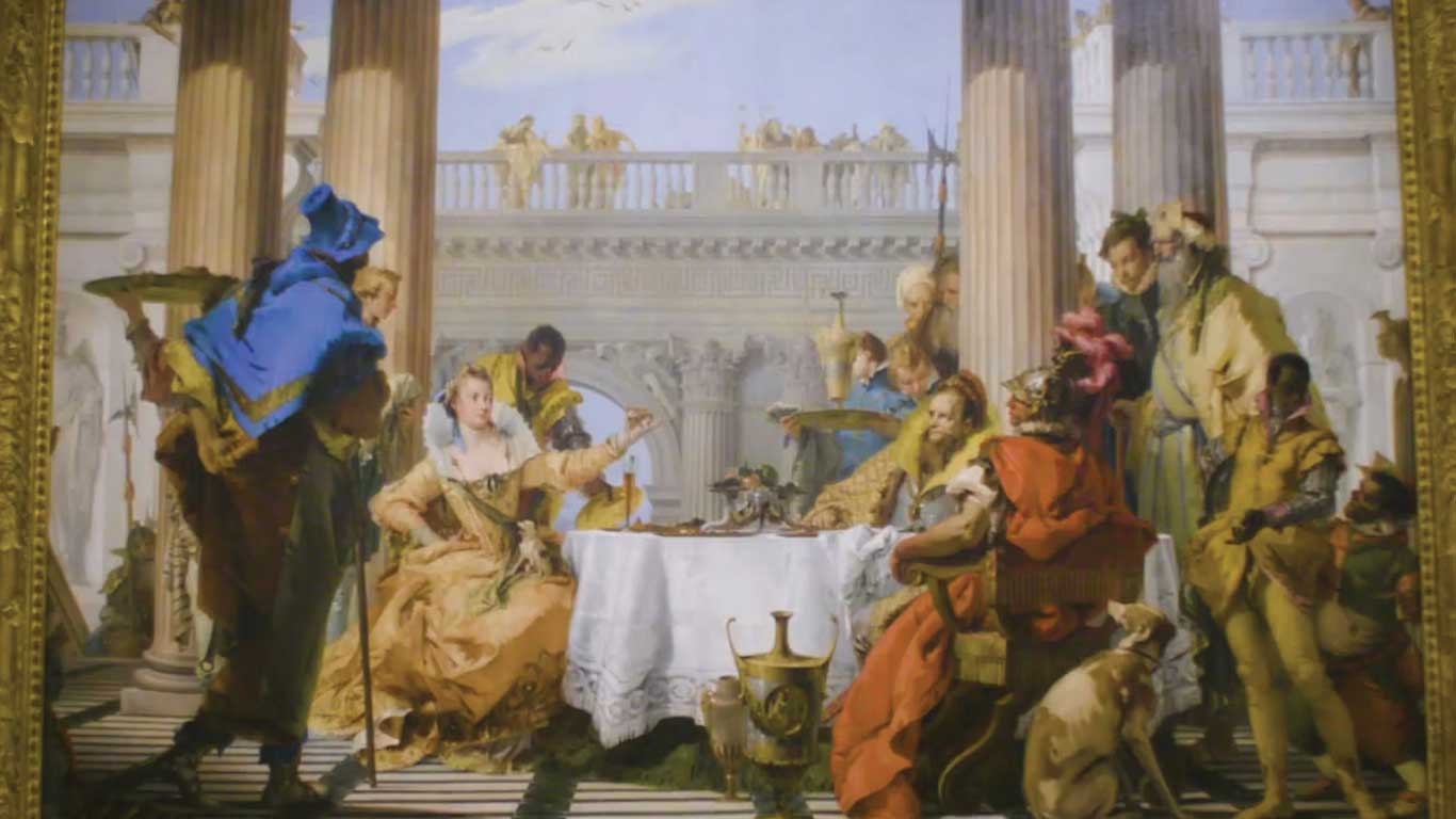 Framed painting of the Banquet of Cleopatra from the National Gallery of Victoria