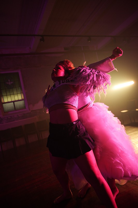 Amelia performing her work Ngambaa.