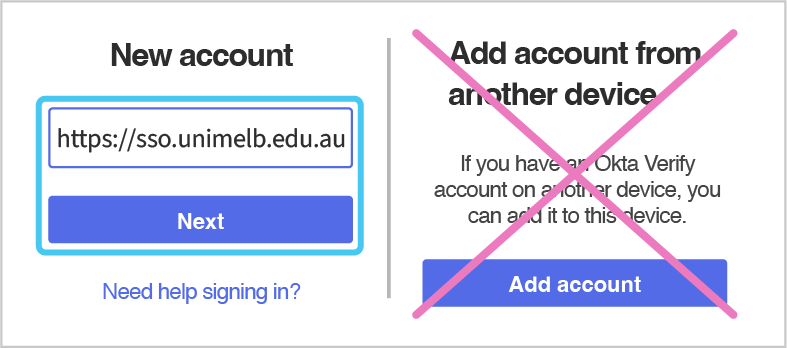 Enter the new account URL
