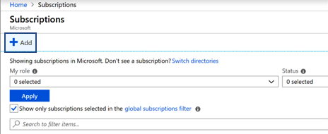 Screenshot of selecting add under subscriptions to add a new subscription