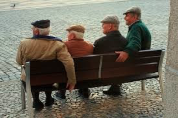 Sarcopenia in men - elderly men on a bench