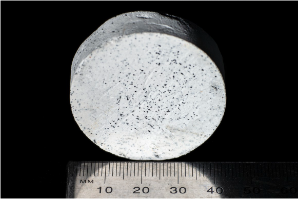 Close-up image of the cladding core material.