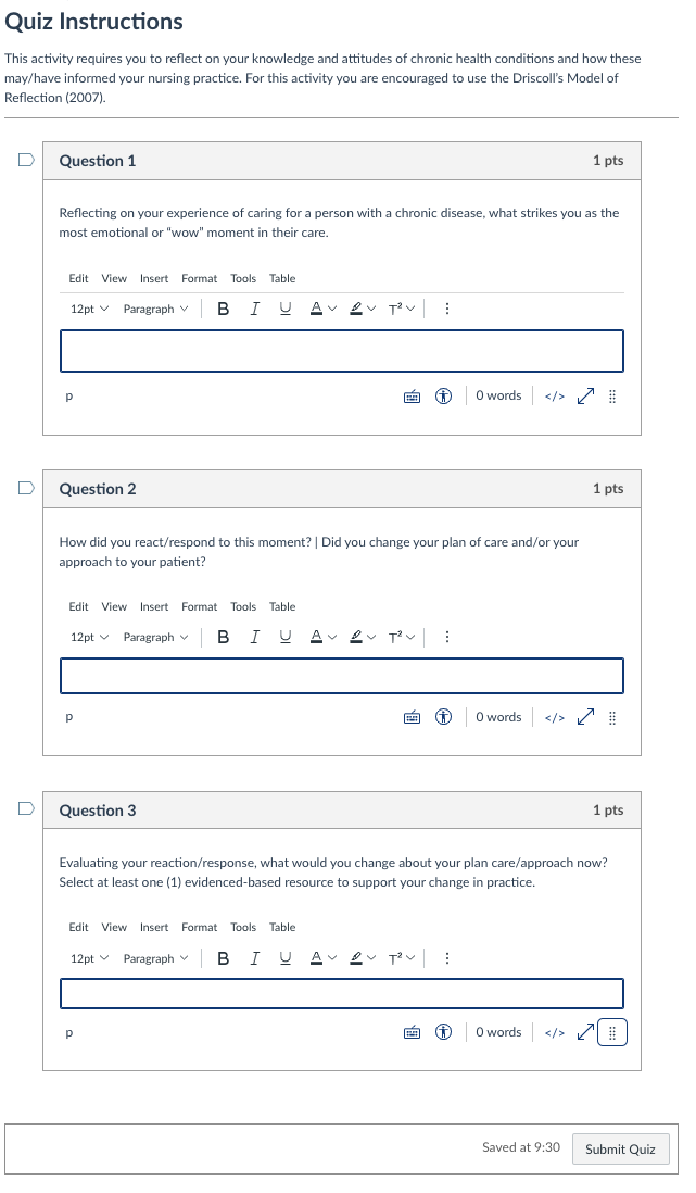 LMS Quiz Screenshot of the Quiz authoring interface