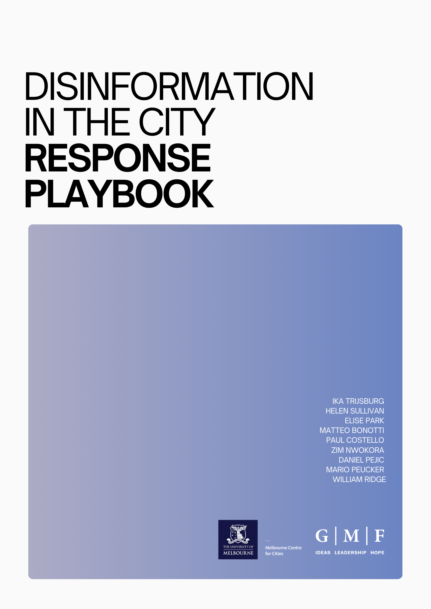 Disinformation in the City Front Page