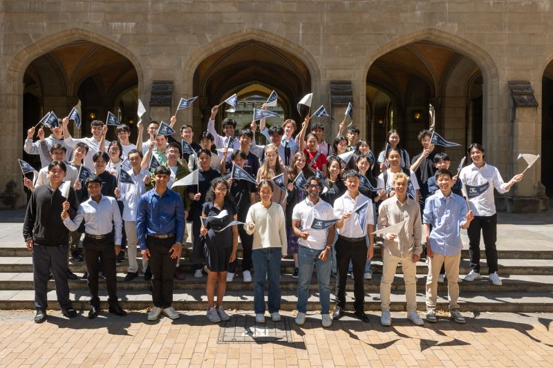 VCE students celebrating their results today at the University of Melbourne. Image credit: Adam Thomas/Casamento Photography