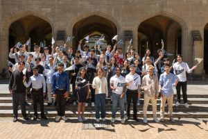 VCE students celebrating their results today at the University of Melbourne. Image credit: Adam Thomas/Casamento Photography