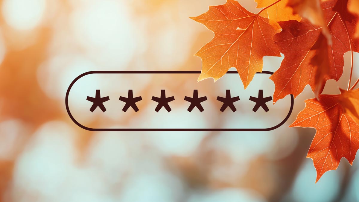 autumn leaves with a password box in the background