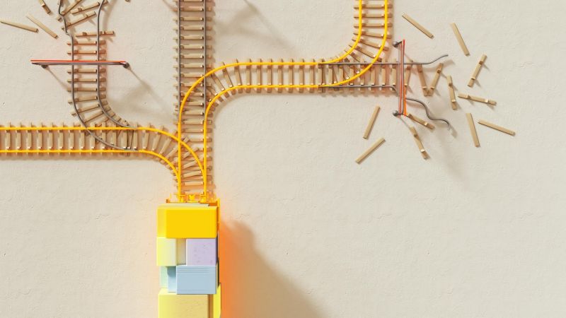 Abstract representation of Large Language Models through train tracks