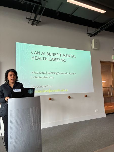 Dr Jacinthe Flore arguing AI cannot benefit mental health