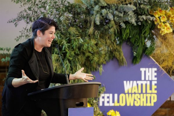 Speaker at Wattle Spotlight conference. Image by James Thomas Photography (2025).