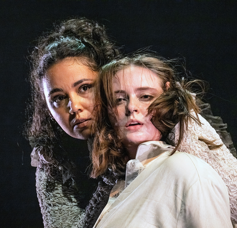 Amelia and performer Keia McGrady performing Ngambaa in Vancouver.