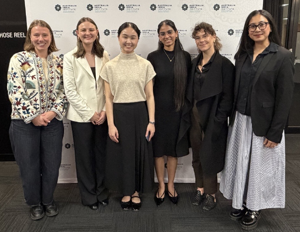 Grace Corcoran (left) with some of her Australia India Institute colleagues and interns.