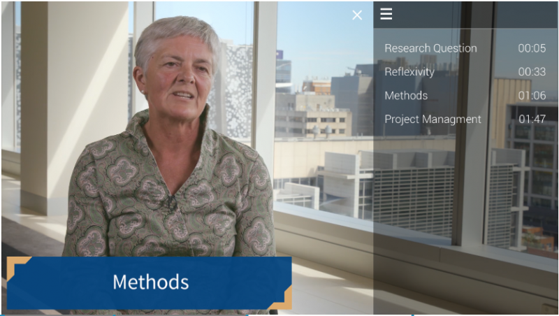 One of the videos on the qualitative journeys website Woman talking to camera in an interview