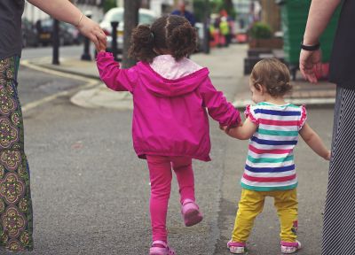 Children crossing the road