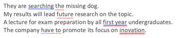 Screenshot of Grammarly underlines to problematic text