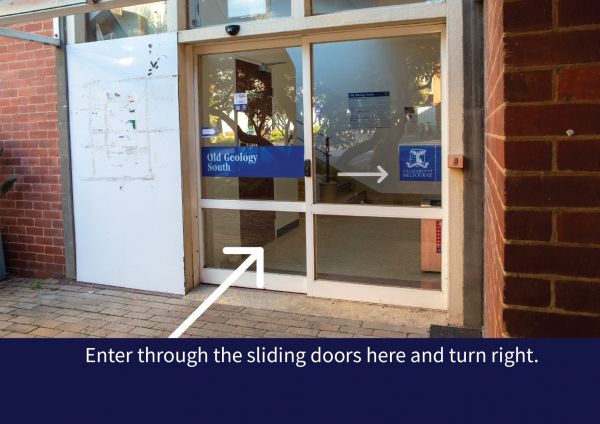 Step 2: Enter through the sliding doors here and turn right