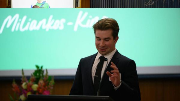 Tobias Miliankos-King presenting at the Wattle Spotlight event. Image by James Thomas Photography (2025).