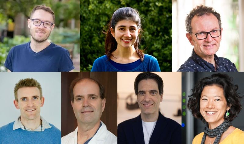 2026 Woodward, Marles and Littlejohn Medals recipients, clockwise from top left: Professor Samuel Baron, Dr Iliana Medina Guzman, Associate Professor Nick Thieberger, Professor Kim-Anh Le Cao, Professor Mario Alvarez-Jimenez, Professor Phil Darcy and Professor Paul Beavis.