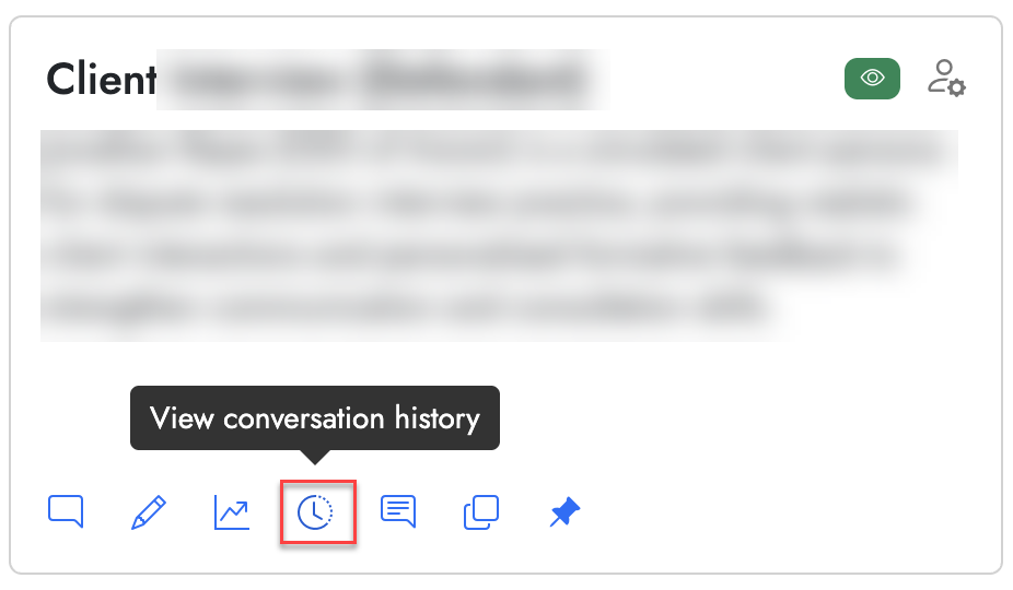 Screenshot of Cogniti interface with "View conversation history" button highlighted