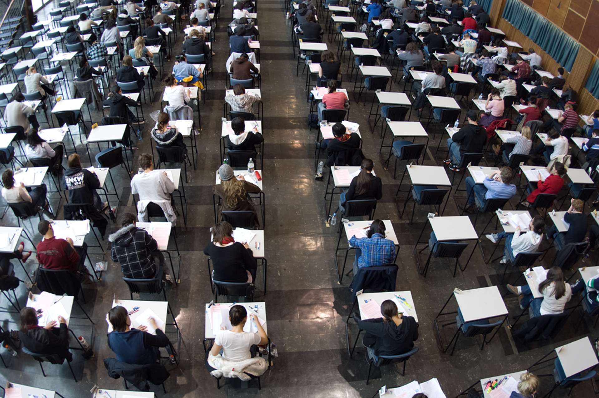 Students sitting an exam in Wilson Hall