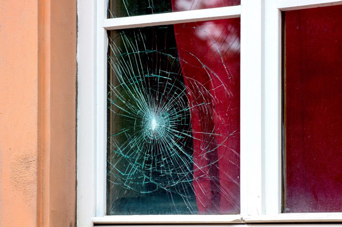 Broken glass window