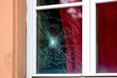 Broken glass window