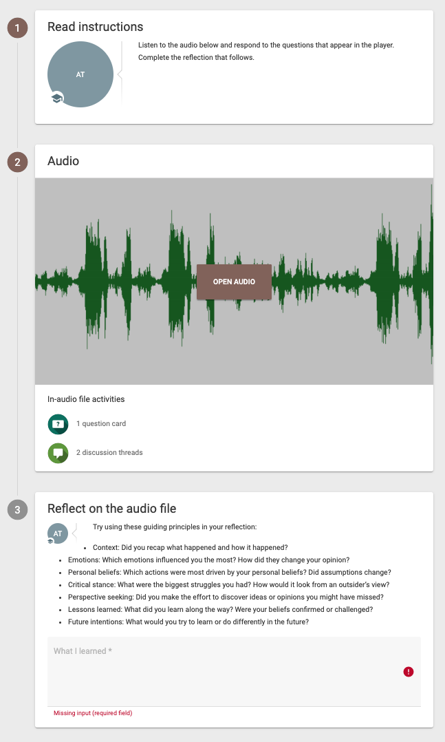 FeedbackFruits creenshot of the FeedbackFruits authoring interface
