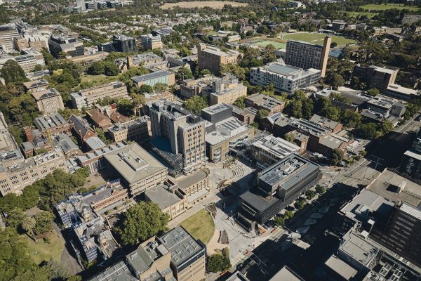Aerial shot of Parkville campus