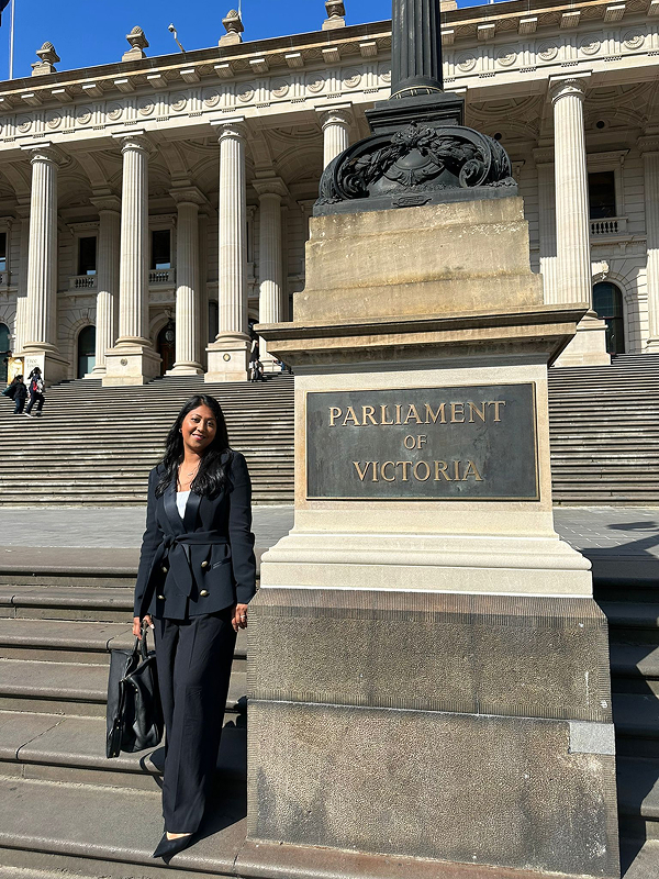 Sam on the steps of Paliament.